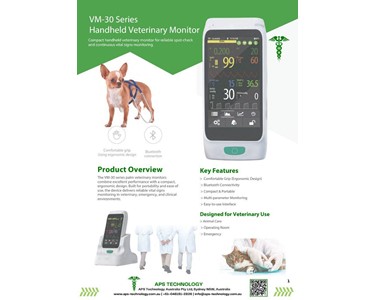 APS Technology Australia - Handheld Veterinary Vital Signs Monitor l VM-30 