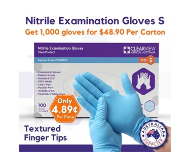 Clearview Medical Australia - Nitrile Gloves Blue -  Small