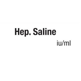 Drug Identification Label - White | Hep. Saline 10x35 op
