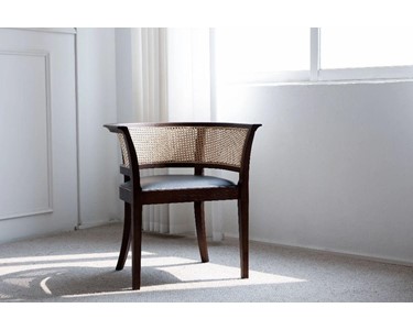 benssur - Dining Chair - RC77 Brown Finish & Black Leather Seat