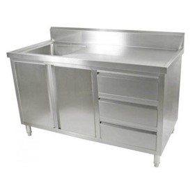 Single Sink Cabinet 1500 W x 700 D with Left Bowl and 150mm Splashback