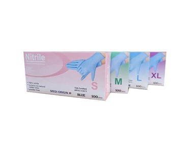 MEDI-ORIGIN - Nitrile Examination Gloves | TGA Approved Medi-Origin Disposable Blue
