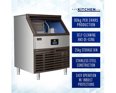 Aus Kitchen Pro - Commercial Ice Maker 95KG - Stainless Steel Ice Machine