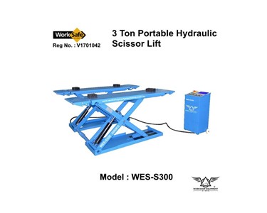 3 Ton Portable Hydraulic Low Profile Scissor Lift Car Hoist | WES-S300