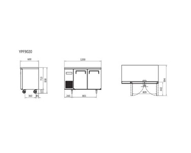 Atosa - YPF9020GR COMPACT 2 DOOR UNDERCOUNTER FRIDGE || 1200 MM 