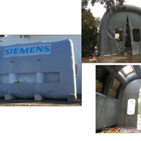 Custom designed inflatable blast booth used by Siemens