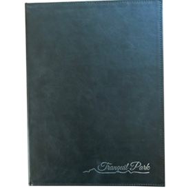 Menu Cover | Handmade A4 Black Faux Leather Cover with Vertical Pocket