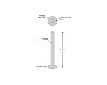 Bollard 90mm Surface Mounted - Stainless Steel 304