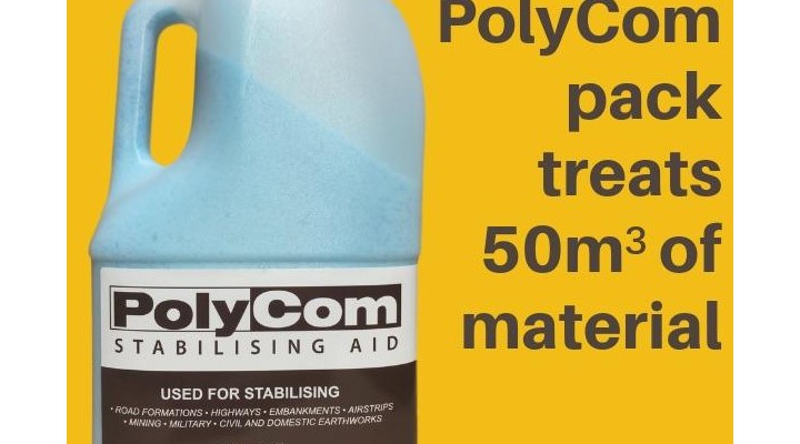 2kg Pack of PolyCom Stabilising Aid treats 50m3 of dirt material