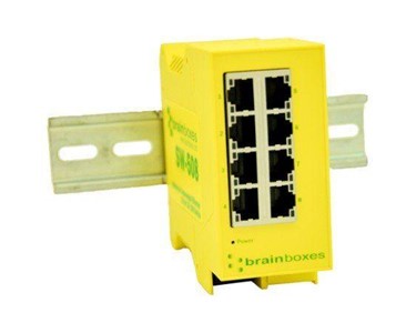 Brainboxes - Industrial Ethernet 8 Port Switch DIN Rail Mountable
