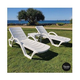 Havana Sunlounger/Ocean Side Table 3 Pc Package - White
