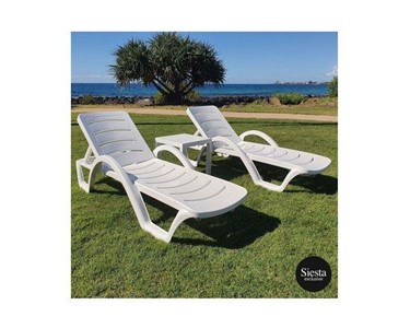 Siesta Spain - Havana Sunlounger/Ocean Side Table 3 Pc Package - White
