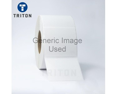 Triton - Thermal Carton Label 104x95 White, Security Cut, Varnished