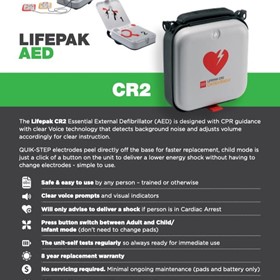 The Lifepak CR2 Essential External Defibrillator (AED)