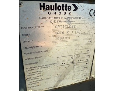 Haulotte - Used 60ft Articulated Boom Lift - HA16 RTJ PRO