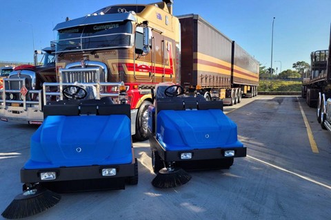 Emerald Carrying Company taking delivery of their Conquest floor sweepers, conquest floor sweeper, floor scrubber, wareghouse sweeper warehouse scrubber, tile nd group cleaning scrubber, floor cleaning machine, floor cleaning equipment, floor stripper, oscillating sweeper, floor buffer in Melbourne, Sydney, Brisbane, Perth and Adelaide