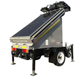 Solar Lighting Tower LED 4 x 100WATT 48VDC Hydraulic Lithium LIFEPO4 Batteries LT4100S
