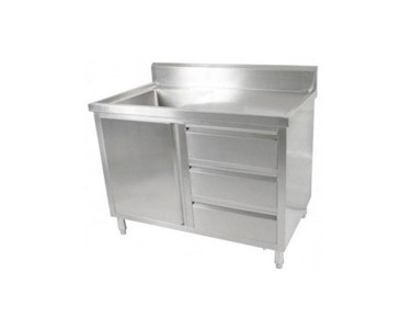 FED - Single Sink Cabinet 1200 W x 700 D with Left Bowl and 150mm Splashback
