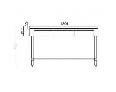 FED - Stainless Steel Bench With 4 Drawers 1800 W X 700 D