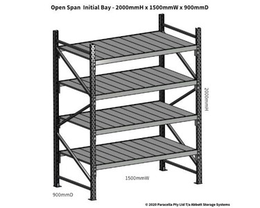 Orbit - Open Span Shelving | 2000H x 1500W x 900D Steel Shelf Panels