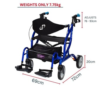Folding Wheelie Walker Rollator Transport | Airgo Fusion Side 2 in 1