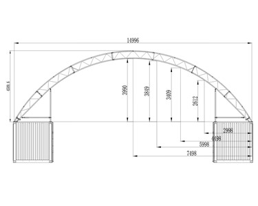 15m W x 12m L Double Truss Dome Shelter 750gsm