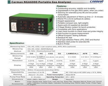 Carman - Gas Analyzer | 4 Gas and 5 Gas Model | NGA6000