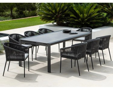 Jati Kebon - Mona Ceramic Extension Table With Gizella Chairs
