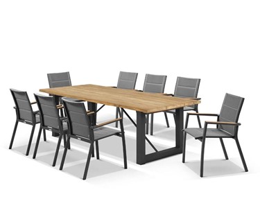 Royalle - Outdoor Dining Setting | Laguna Table With Sevilla Teak Arm Chairs 9pc