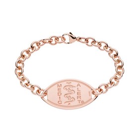 Medical Alert Bracelet | Rose Gold Single Link Chain Bracelet
