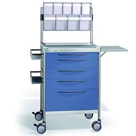 Anaesthesia Trolley 5 Drawer Blue Central Locking & Accessories