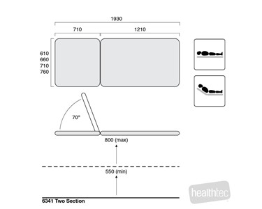 Healthtec - Adjustable Height Metal Examination Plinth - HT