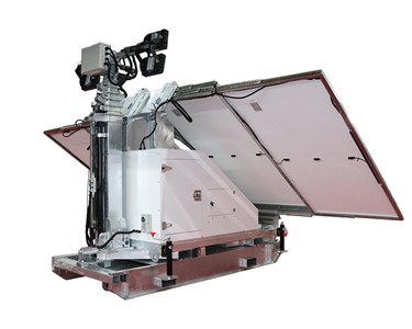 Solar Lighting Tower Skid Mounted 4 Sliding Panels 4 x 150Watt Hydraulic Lithium Batteries LT4150S2