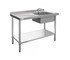 Vogue - Stainless Sink Bench with Single Right Bowl | 1200 W x 600 D 