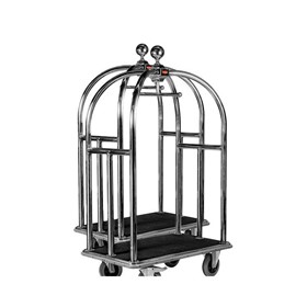 Large Titanium Coated Black Luggage Bellboy Birdcage Cart