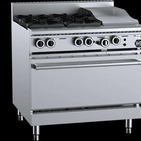 B+S Black Oven With Four Open Burners 300mm Grill Plate OV-SB4-GRP3